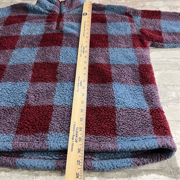 Eddie Bauer Women's XXL Plush Plaid Checkered Teddy Sweater 1/4 Zip Pullover - Picture 12 of 14